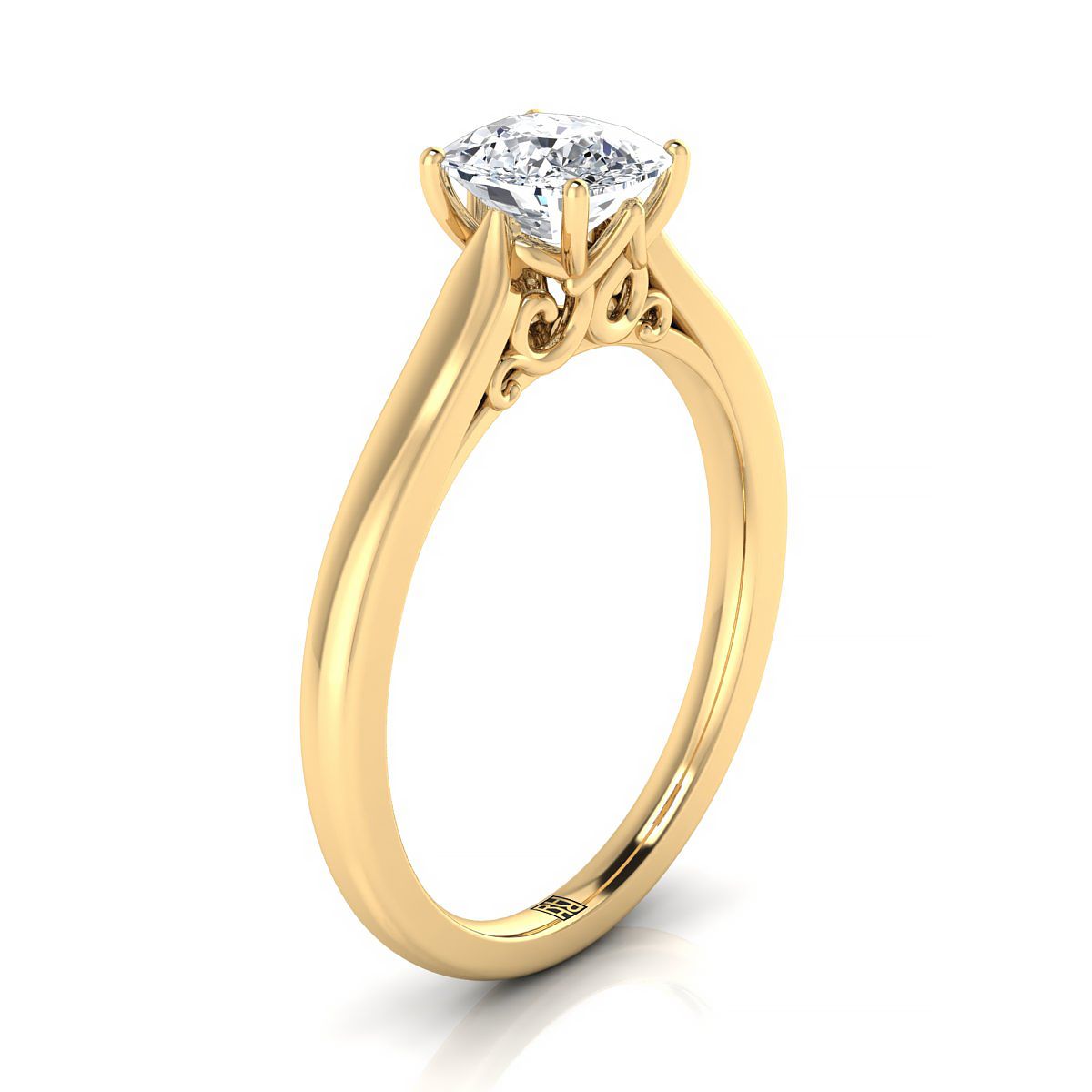 Select Solitaire Cut styling on The Rosalie cushion engagement ring setting | RockHer