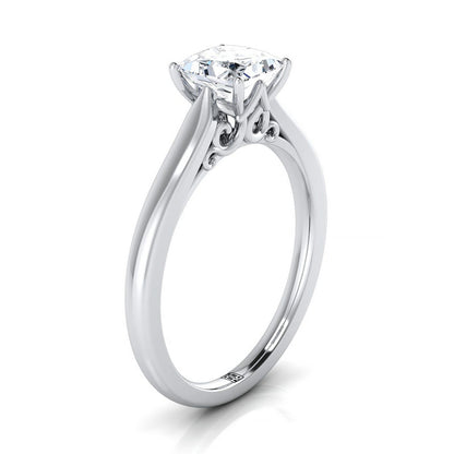 Scroll Gallery Solitaire Princess, in Platinum – side profile | RockHer