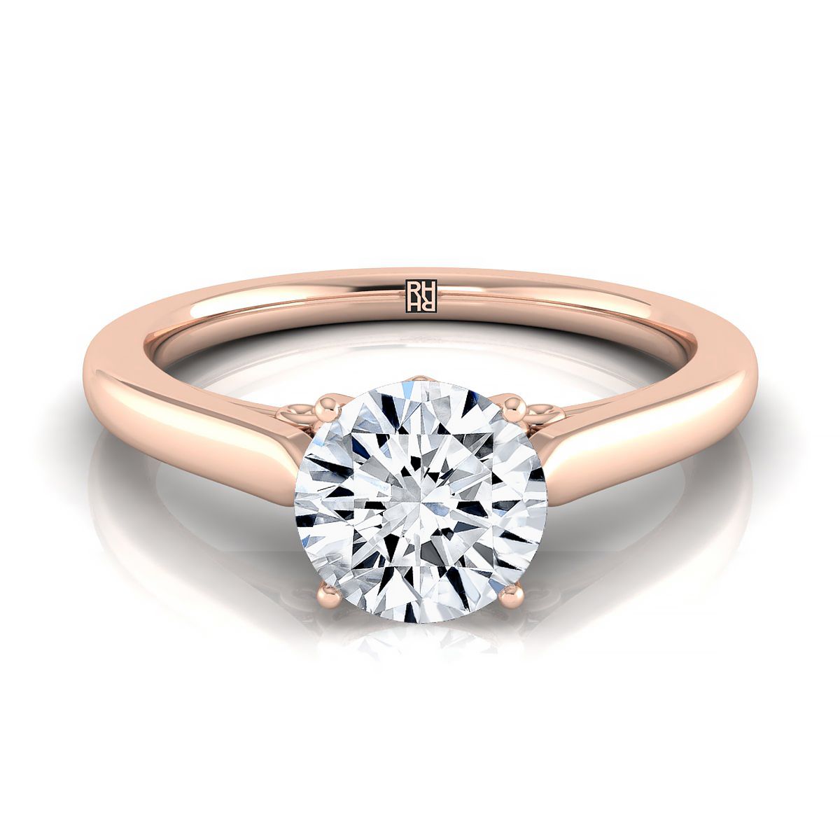 The Rosalie round engagement ring setting in 14K Rose Gold | RockHer
