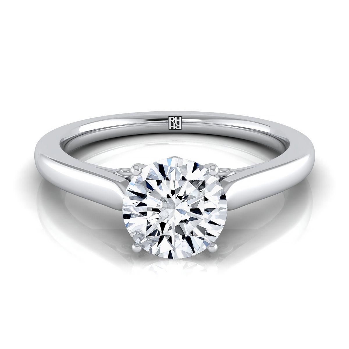 The Rosalie round engagement ring setting in 18K White Gold | RockHer