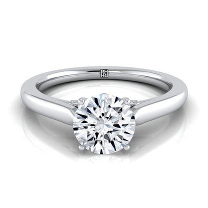 Round Brilliant, Scroll Gallery Solitaire, in Platinum | RockHer