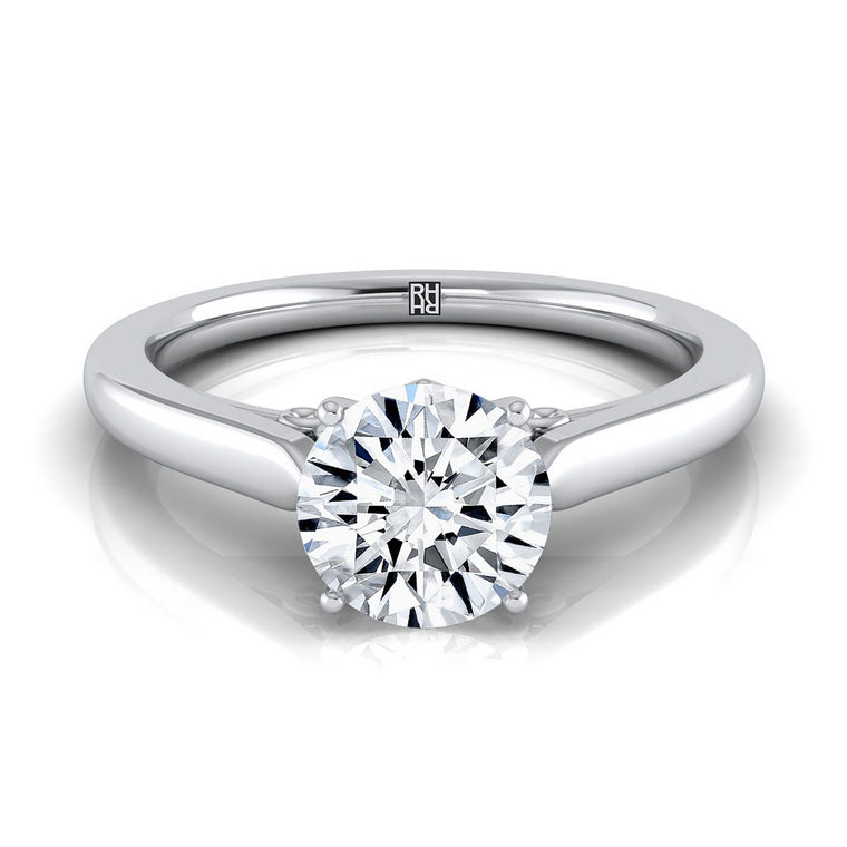 The Rosalie Scroll Gallery Solitaire Round Engagement Ring Setting in Platinum
