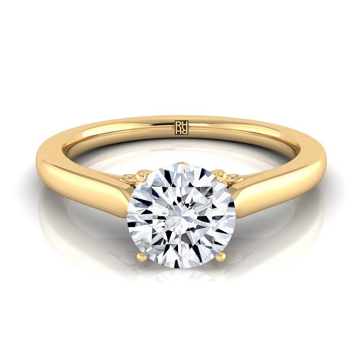 The Rosalie round engagement ring setting in 18K Yellow Gold | RockHer
