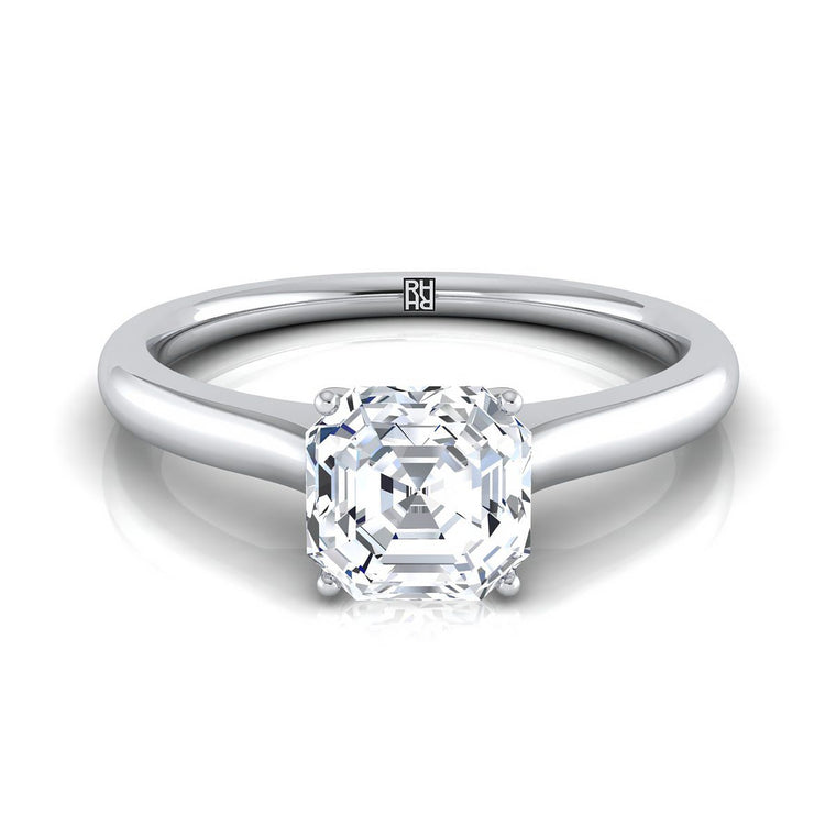 The Rosanna Cathedral Surprise Stone Solitaire Asscher Cut Engagement Ring Setting in Platinum