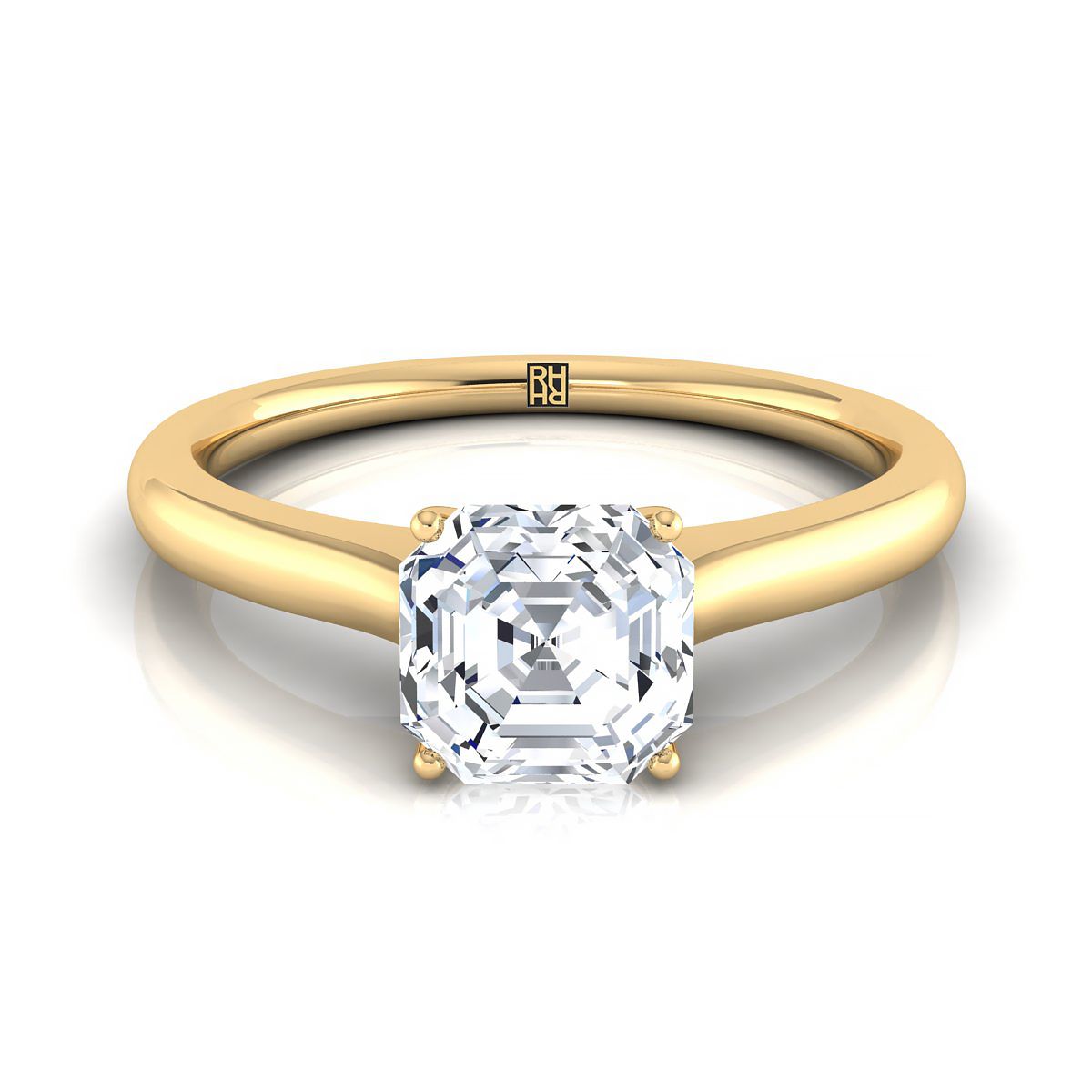 The Rosanna asscher engagement ring setting in 18K Yellow Gold | RockHer