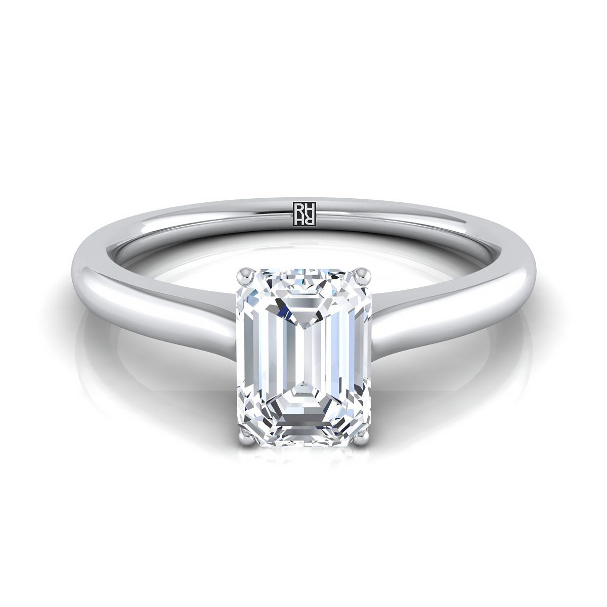 The Rosanna emerald engagement ring setting in 18K White Gold | RockHer