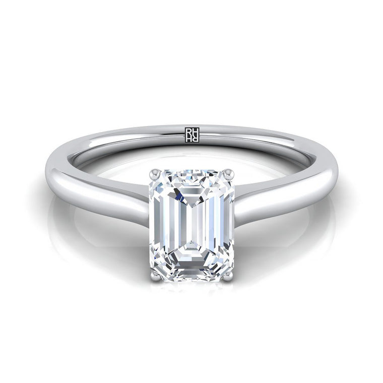 The Rosanna Cathedral Surprise Stone Solitaire Emerald Cut Engagement Ring Setting in Platinum