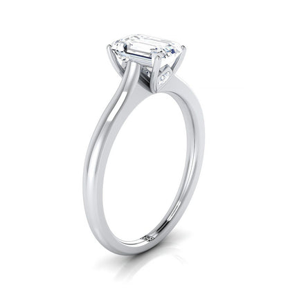 European Cut, Cathedral Surprise Stone Solitaire Emerald, in Platinum – side profile | RockHer