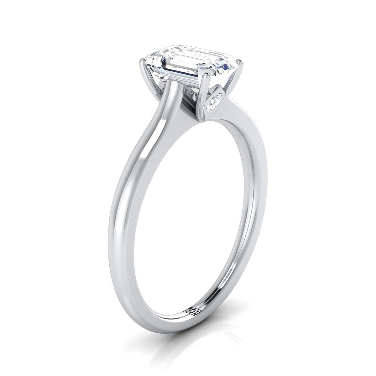 Select Three Stone Cut styling on The Rosanna emerald engagement ring setting | RockHer