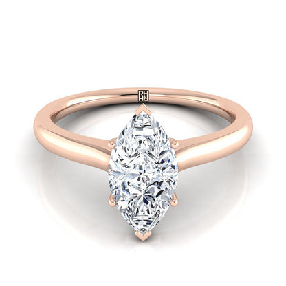 Cathedral Surprise Stone Solitaire Marquise, in 14K Rose Gold, prong setting | RockHer