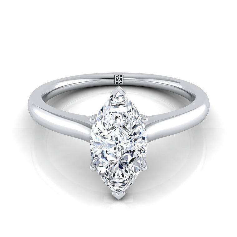 The Rosanna Cathedral Surprise Stone Solitaire Marquise Engagement Ring Setting in Platinum