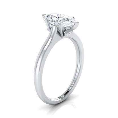 Cathedral Surprise Stone Solitaire Marquise, in 18K White Gold – side profile | RockHer