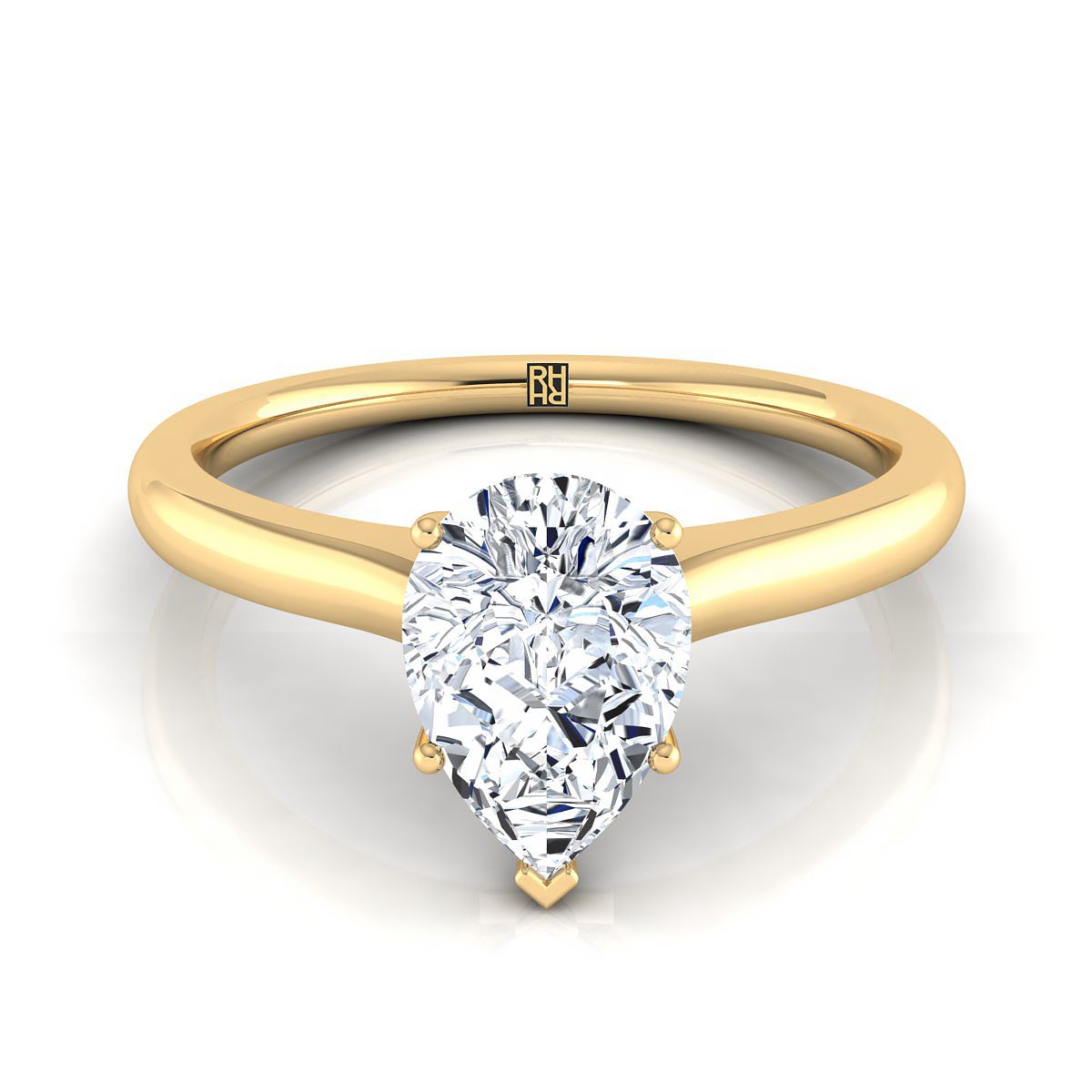 The Rosanna pear engagement ring setting in 18K Yellow Gold | RockHer