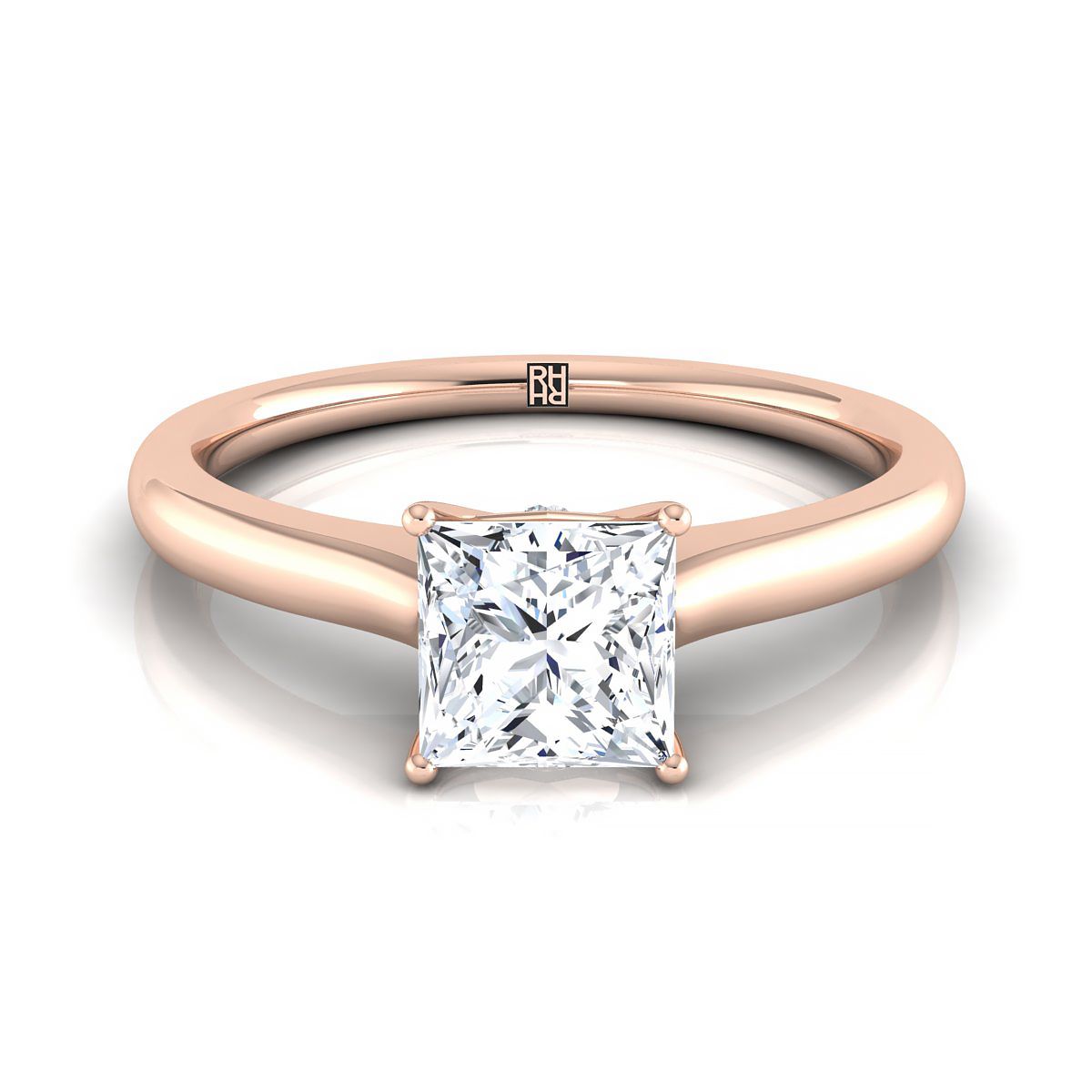 The Rosanna princess engagement ring setting in 14K Rose Gold | RockHer