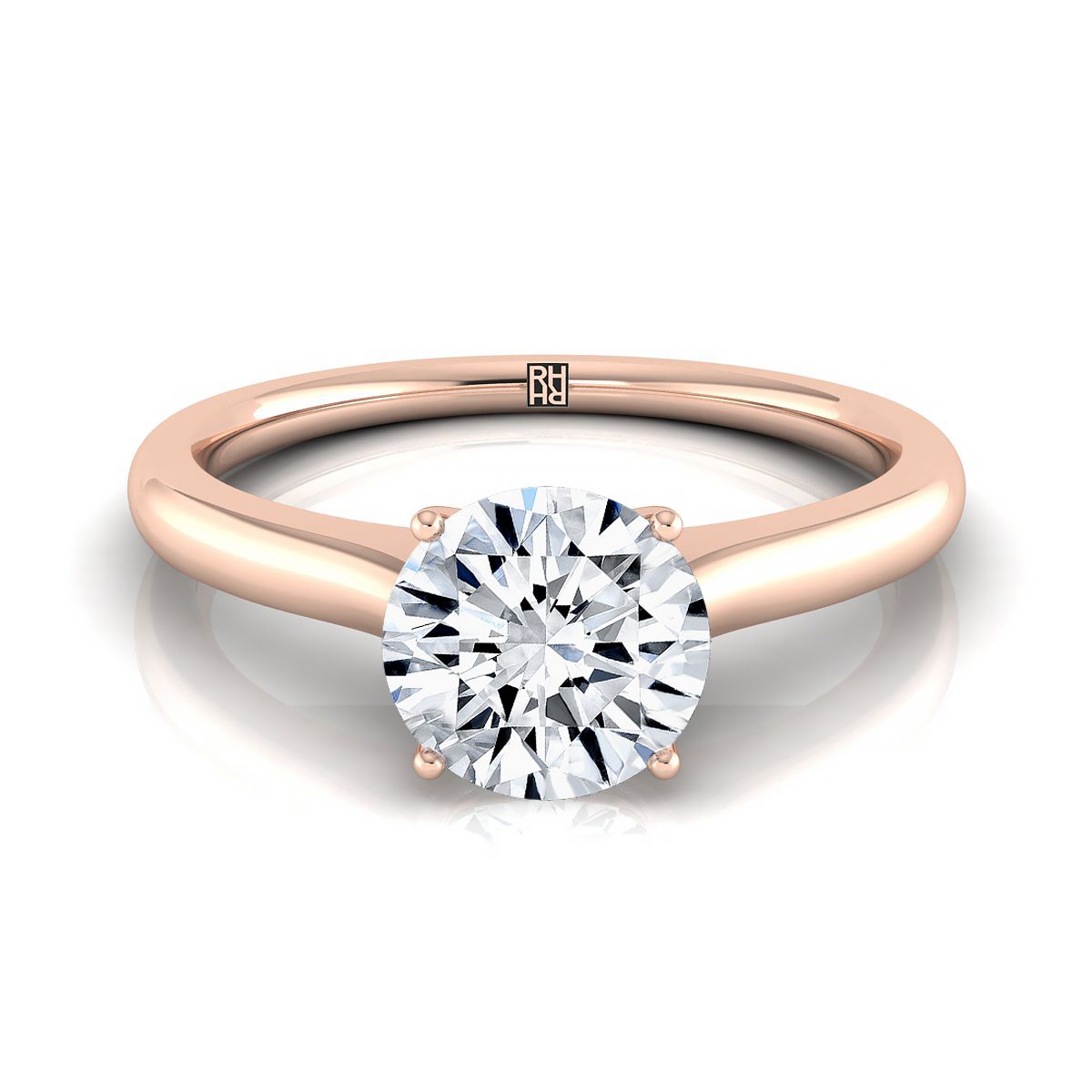 The Rosanna round engagement ring setting in 14K Rose Gold | RockHer