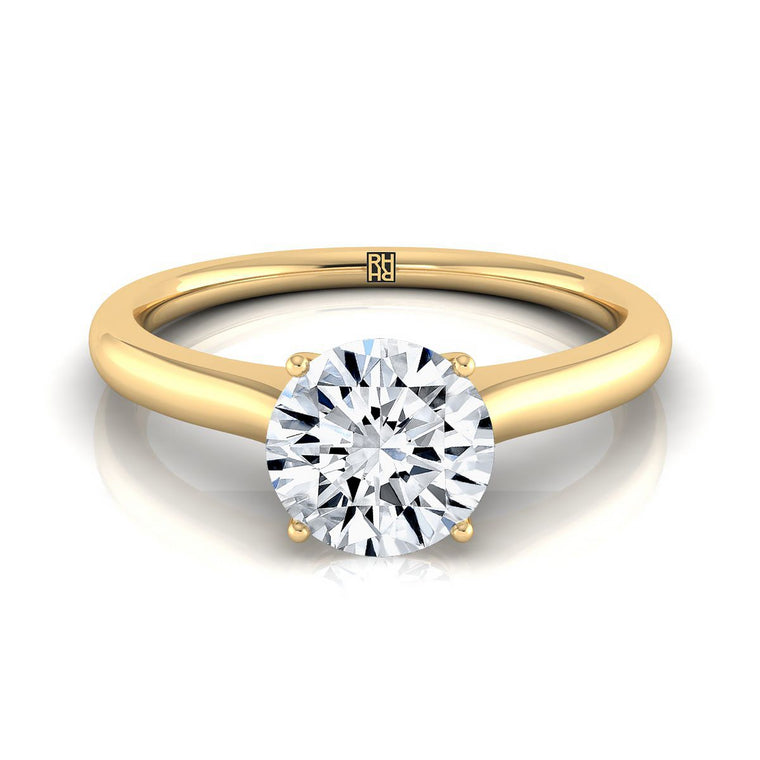 The Rosanna Cathedral Surprise Stone Solitaire Round Engagement Ring Setting in 18K Yellow Gold