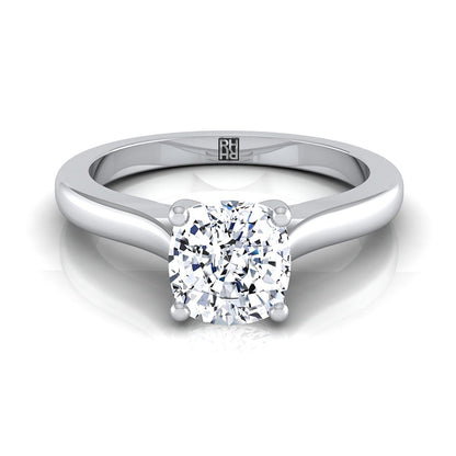 Comfort Fit Cathedral Solitaire Cushion, in 18K White Gold | RockHer