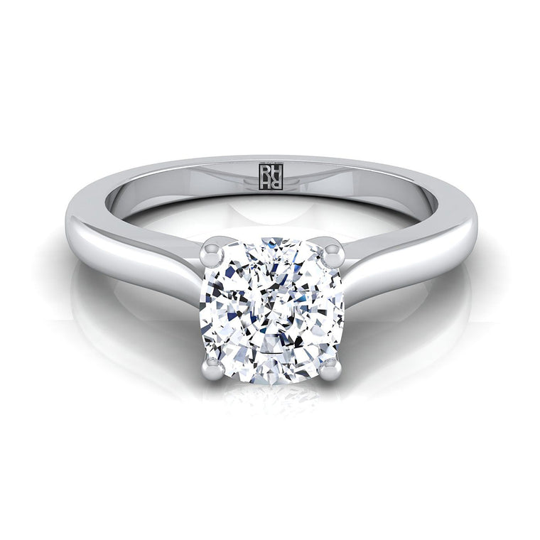 The Mary Select Solitaire Cushion Cut Lab Diamond Engagement Ring in 18K White Gold