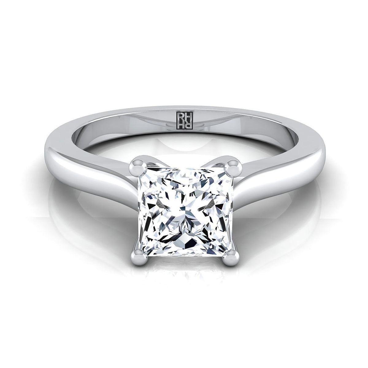 The Mary princess engagement ring setting in 18K White Gold | RockHer