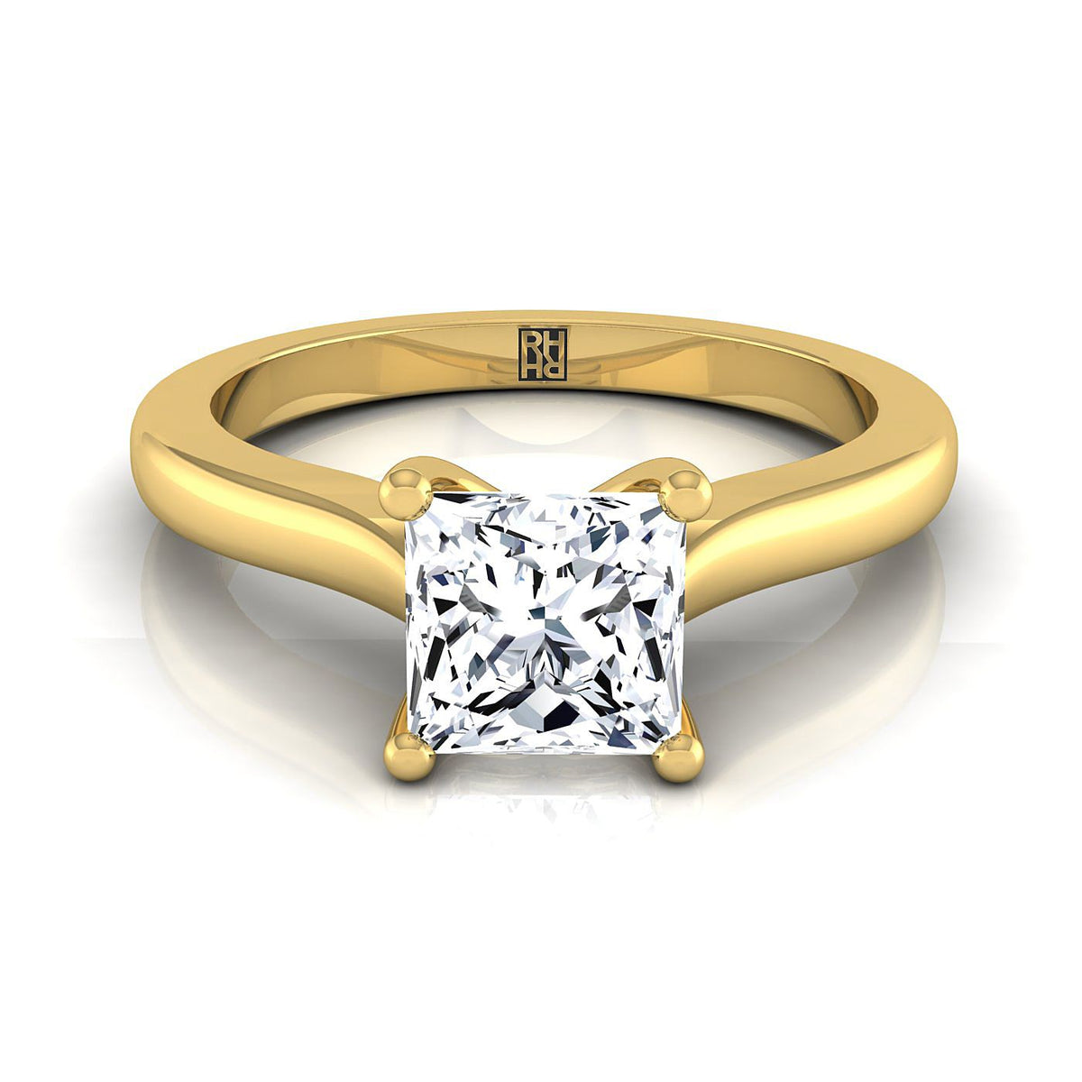 The Mary princess engagement ring setting in 18K Yellow Gold | RockHer