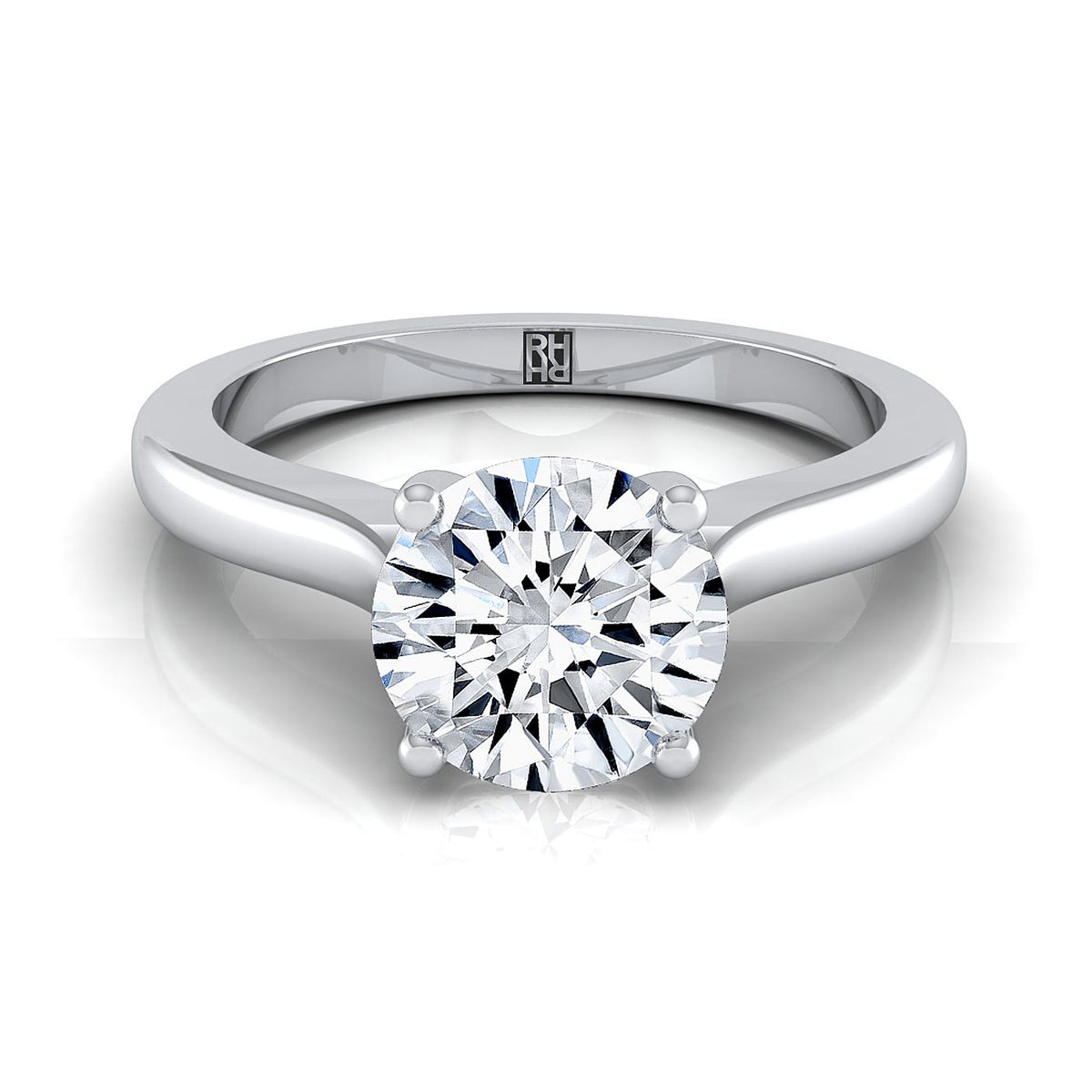 The Mary round engagement ring setting in 18K White Gold | RockHer