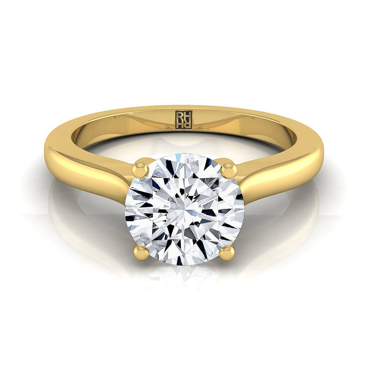 The Mary round engagement ring setting in 18K Yellow Gold | RockHer