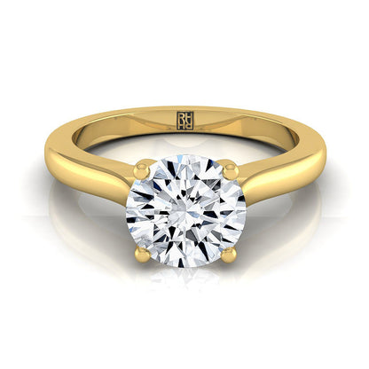 Round Brilliant, Comfort Fit Cathedral Solitaire, in 18K Yellow Gold | RockHer