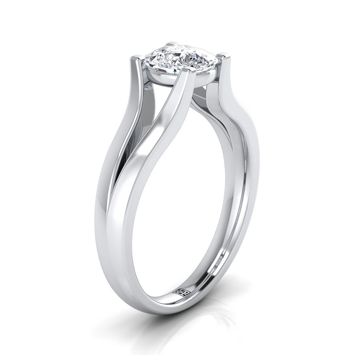 Select Solitaire Cut styling on The Rosemary cushion engagement ring setting | RockHer