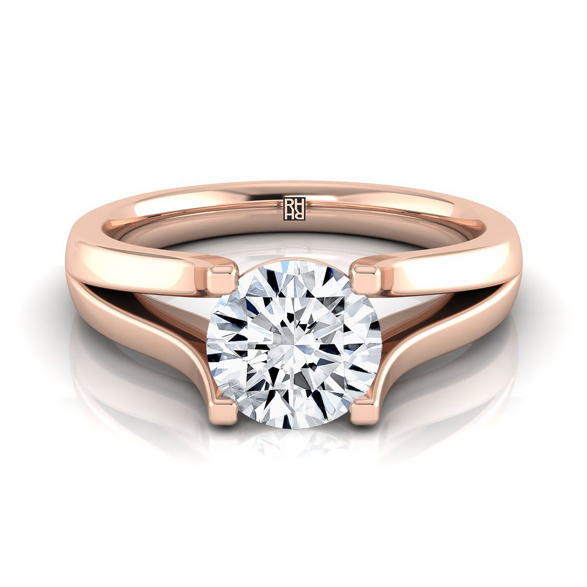 The Rosemary round engagement ring setting in 14K Rose Gold | RockHer