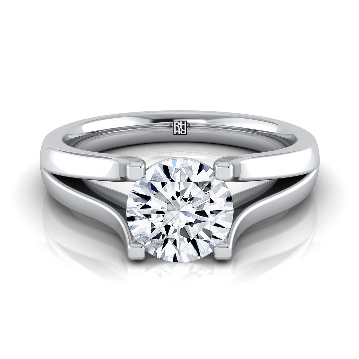 The Rosemary round engagement ring setting in Platinum | RockHer