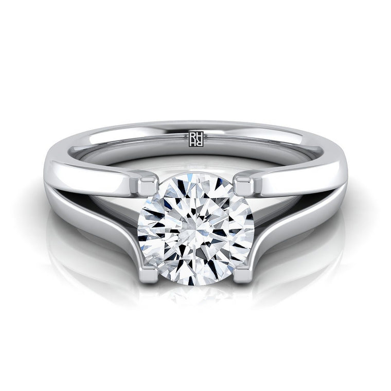 The Rosemary Modern Wide Split Shank Solitaire Round Engagement Ring Setting in Platinum