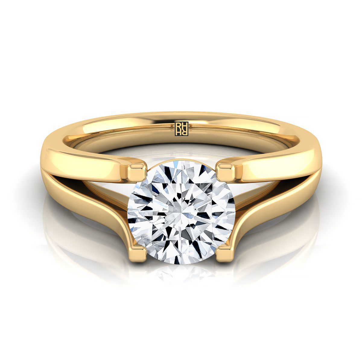 The Rosemary round engagement ring setting in 18K Yellow Gold | RockHer