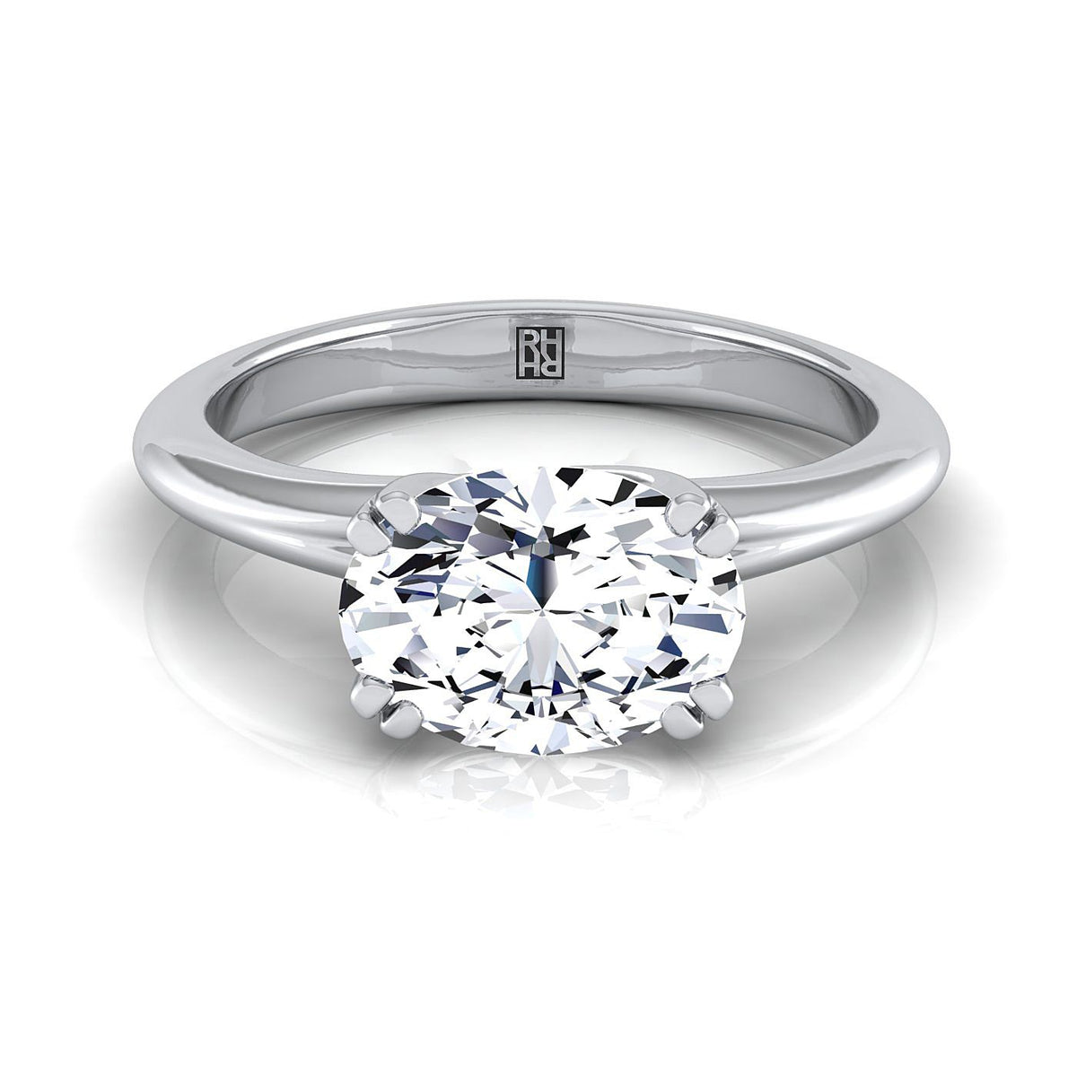 The Spring oval engagement ring setting in Platinum | RockHer