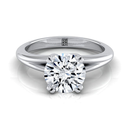 Round Brilliant, East-West Eight Claw Comfort Fit Solitaire, in Platinum | RockHer