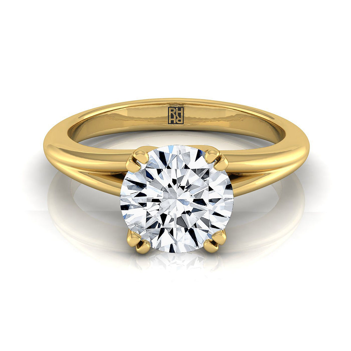 The Spring round engagement ring setting in 18K Yellow Gold | RockHer