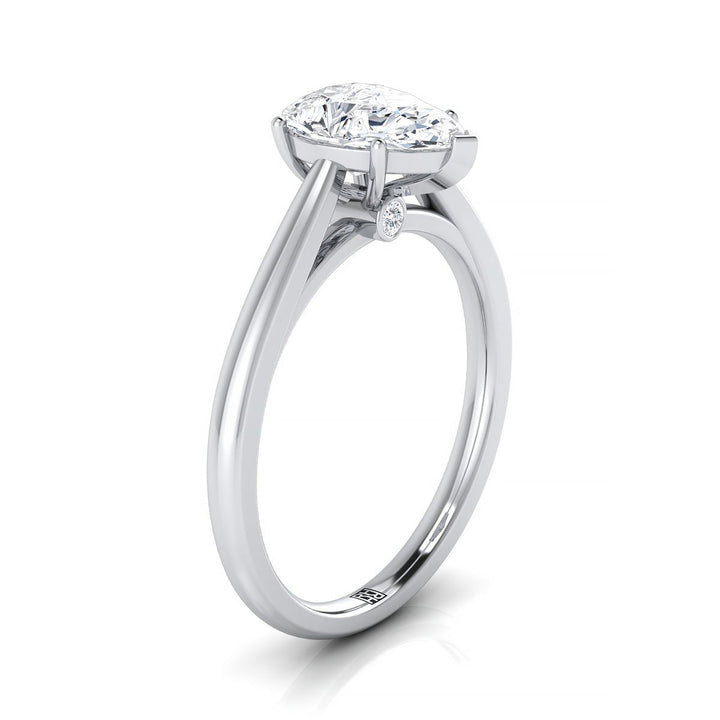 Valerie comfort fit secret stone solitaire engagement ring in platinum with pear lab diamond — RockHer