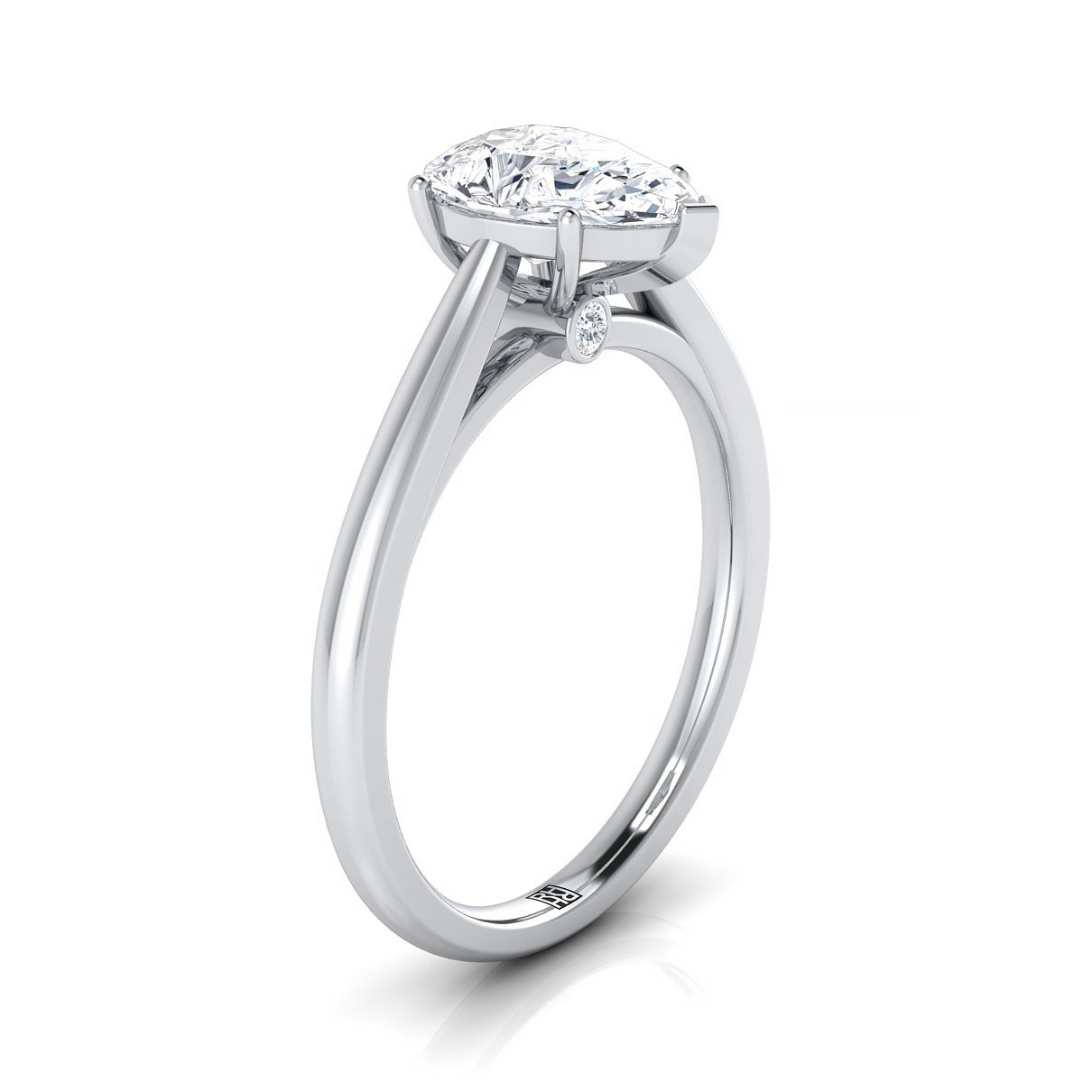 RockHer atelier photo of The Valerie pear engagement ring setting in 18K White Gold