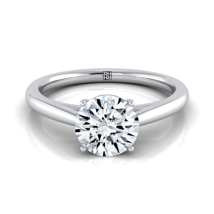 Round Brilliant, Comfort Fit Secret Stone Solitaire, in 18K White Gold | RockHer
