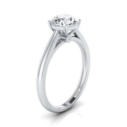 Round Brilliant, Comfort Fit Secret Stone Solitaire, in 18K White Gold – side profile | RockHer