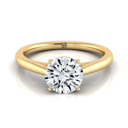 Round Brilliant, Comfort Fit Secret Stone Solitaire, in 18K Yellow Gold | RockHer