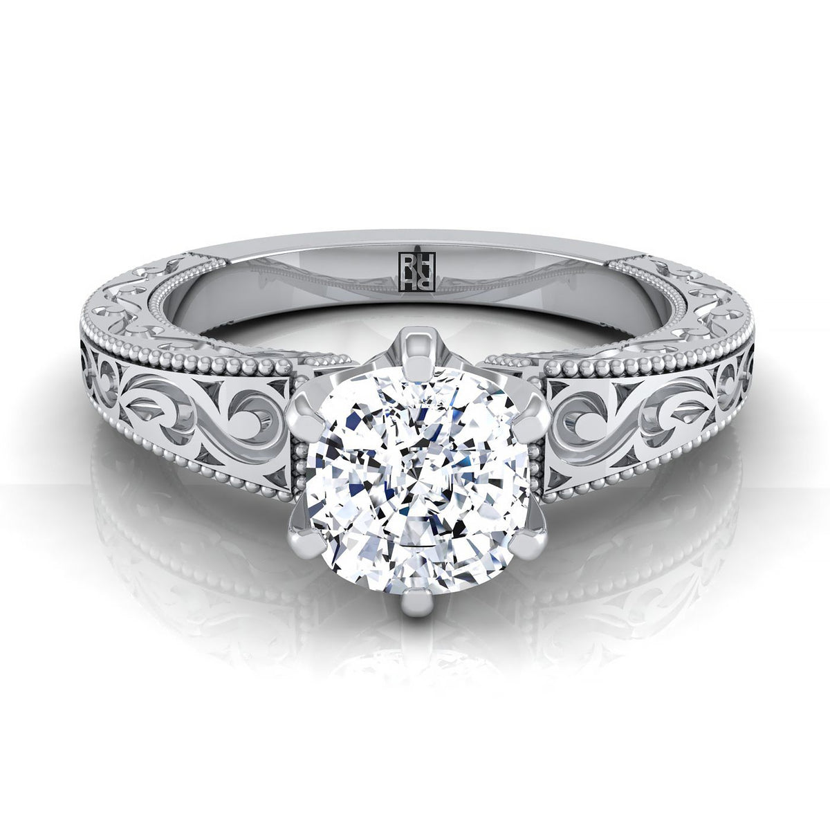 The Virginia cushion engagement ring setting in Platinum | RockHer