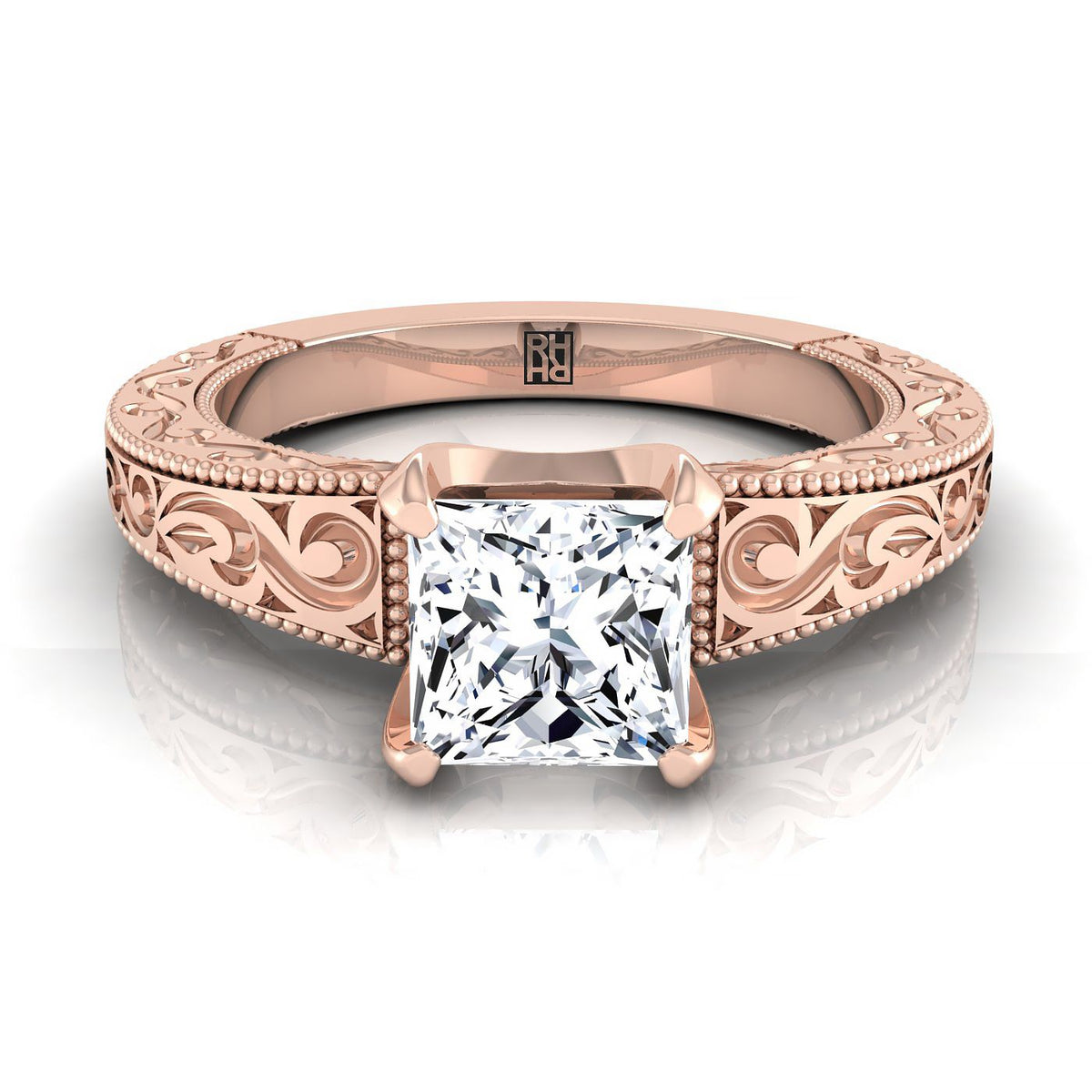 The Virginia princess engagement ring setting in 14K Rose Gold | RockHer