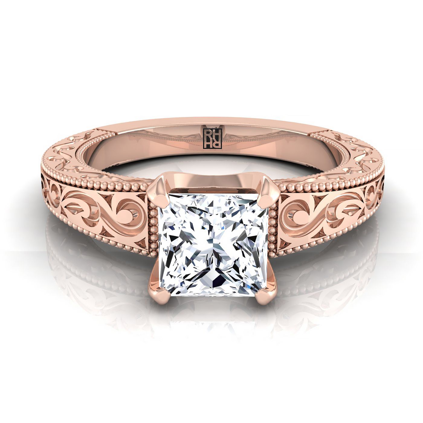The Virginia Select Vintage Solitaire Engagement Ring with Lab Diamond in 14K Rose Gold - view 1