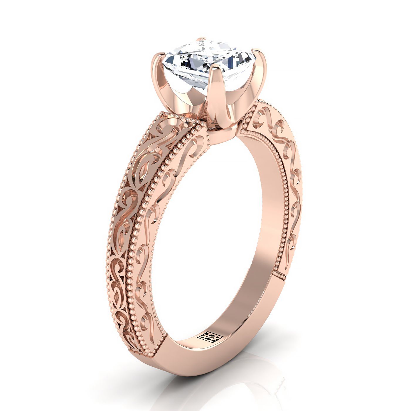 The Virginia Select Vintage Solitaire Engagement Ring with Lab Diamond in 14K Rose Gold - view 2