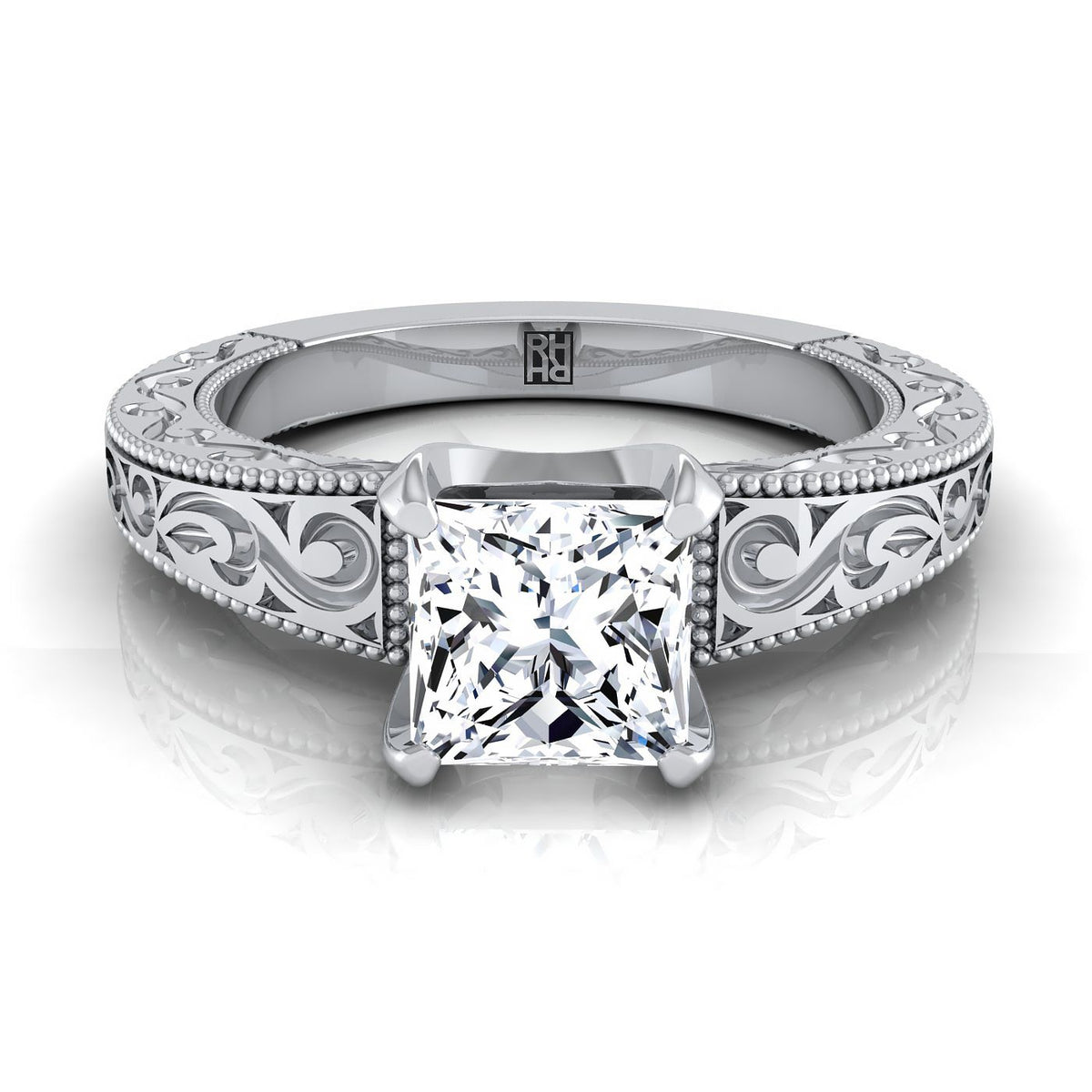 The Virginia princess engagement ring setting in Platinum | RockHer
