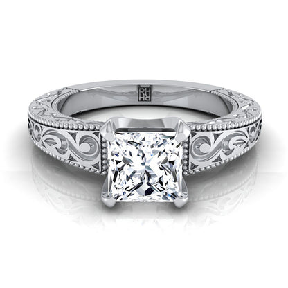 The Virginia Select Vintage Solitaire Engagement Ring with Lab Diamond in Platinum - view 1