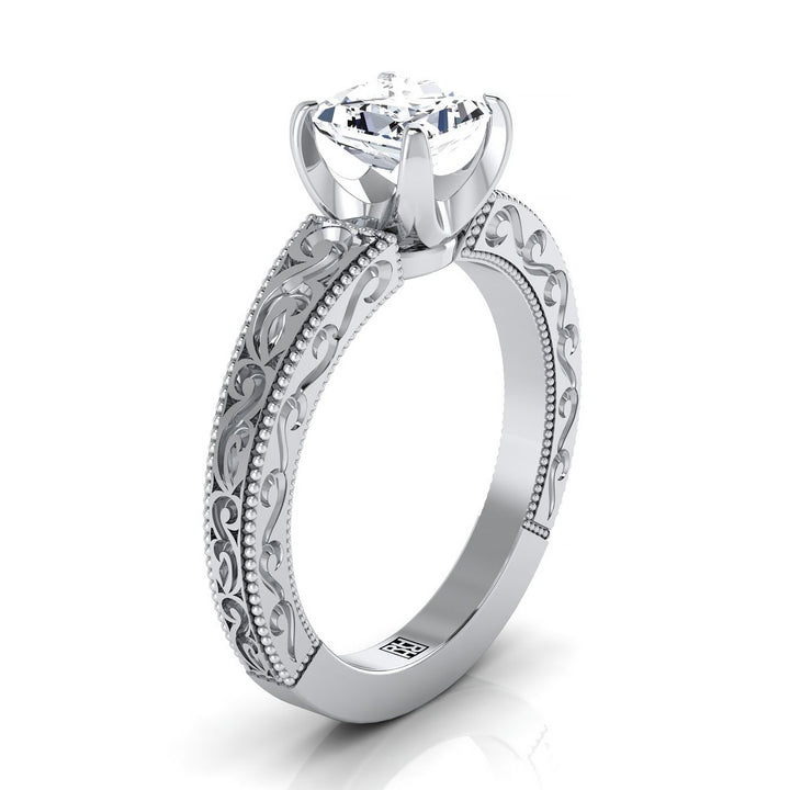 The Virginia Select Vintage Solitaire Engagement Ring with Lab Diamond in Platinum - view 2