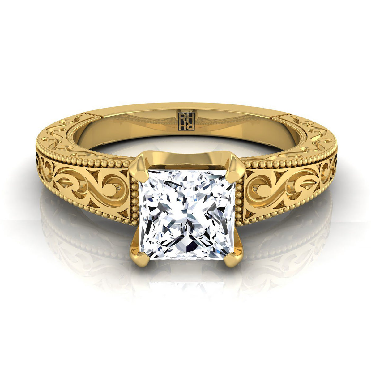 The Virginia princess engagement ring setting in 18K Yellow Gold | RockHer