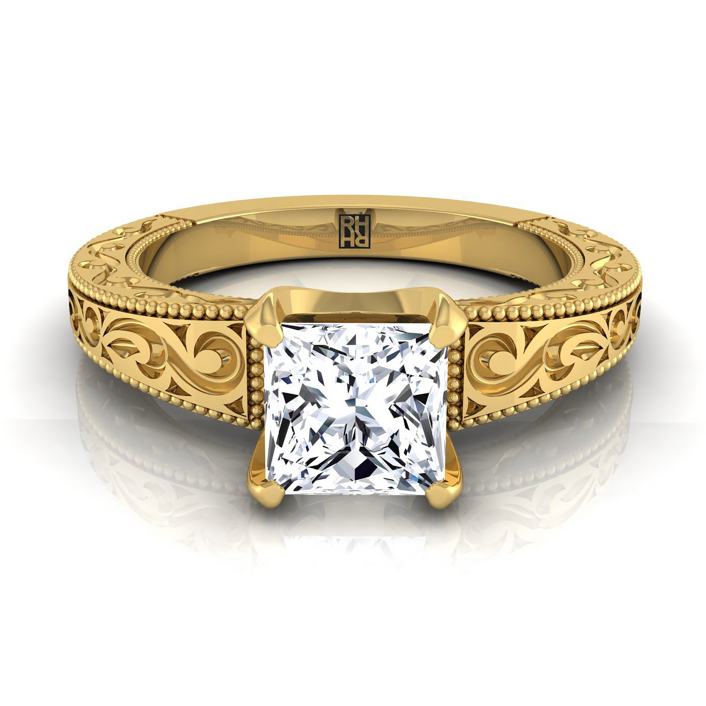 The Virginia Select Vintage Solitaire Engagement Ring with Lab Diamond in 18K Yellow Gold - view 1