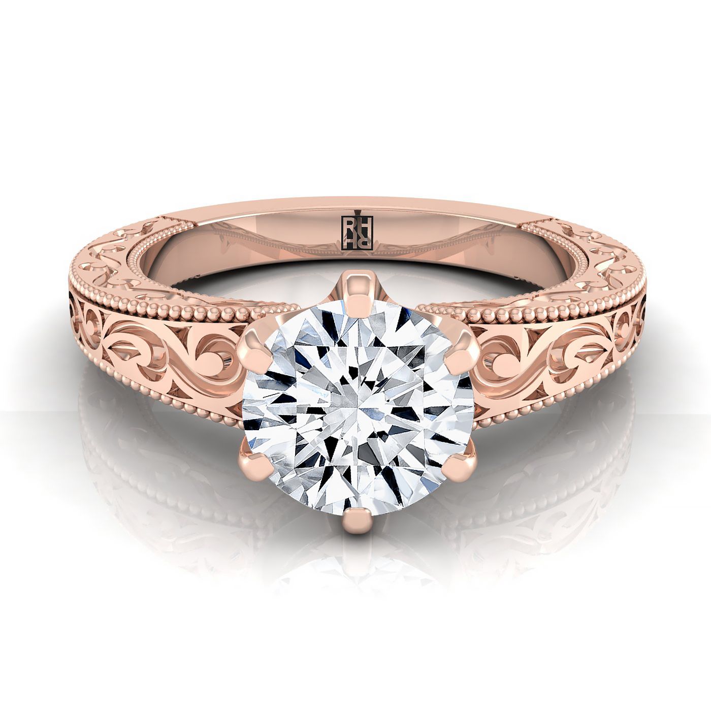 The Virginia Select Vintage Solitaire Engagement Ring with Lab Diamond in 14K Rose Gold - view 1
